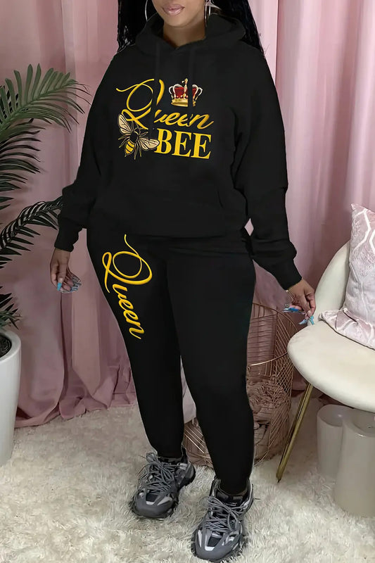 Dames Hoodie et pantalon de jogging Set avec design créatif "Queen Bee" Chic und Stil