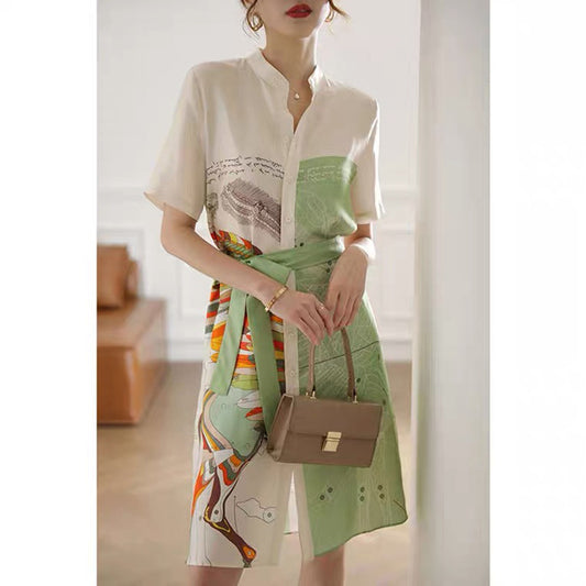 Robe midi imprimée artistique pour femmes Chic und Stil