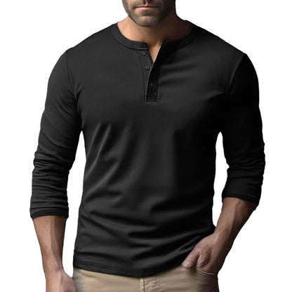 Chemise Henley à manches longues pour hommes en mélange de coton respirant Chic und Stil
