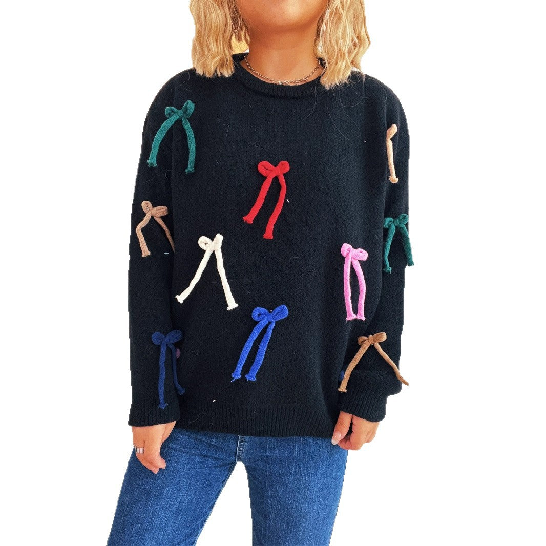 Pull créatif pour femmes avec des accents de nœuds colorés Chic und Stil