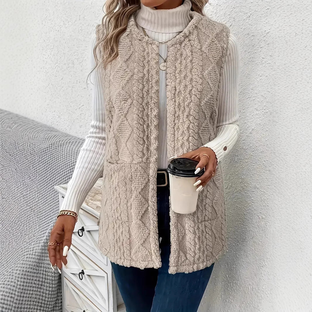 Dames Gilet Douillet avec Design Texturé Chic und Stil