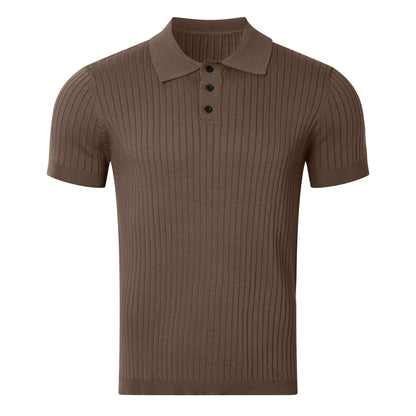 Chemise polo en coton pour hommes avec design à côtes texturé et élégant col Chic und Stil