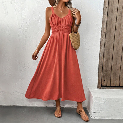 Robe d'été maxi pour femmes avec bustier froncé et bretelles réglables Chic und Stil