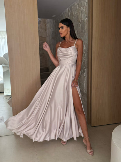 Dames Élégant Robe de Soirée en Satin Chic und Stil