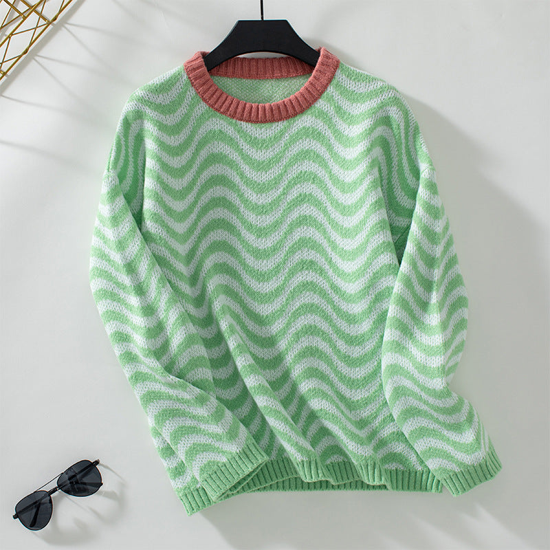 Femme pull confortable avec des motifs de vagues modernes et une coupe minimaliste Chic und Stil