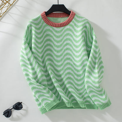Femme pull confortable avec des motifs de vagues modernes et une coupe minimaliste Chic und Stil