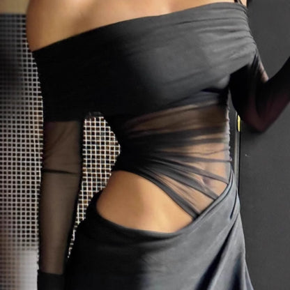 Femme Robe maxi élégante avec un haut asymétrique et un design de drapés raffiné Chic und Stil