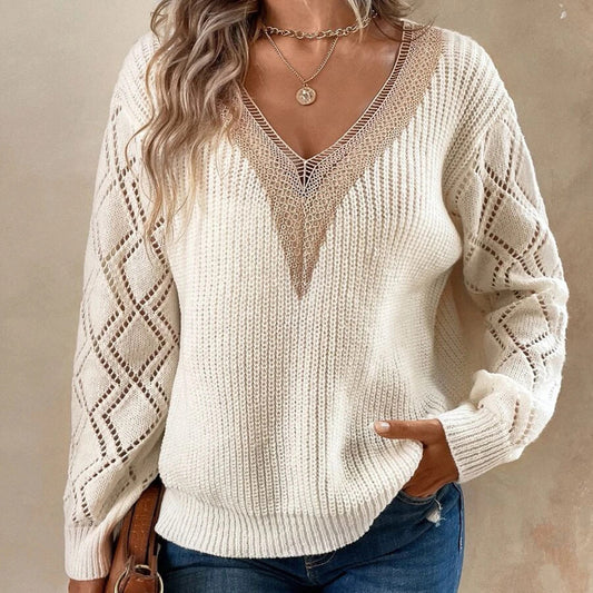 Pull en tricot pour femmes avec un décolleté en crochet raffiné Chic und Stil
