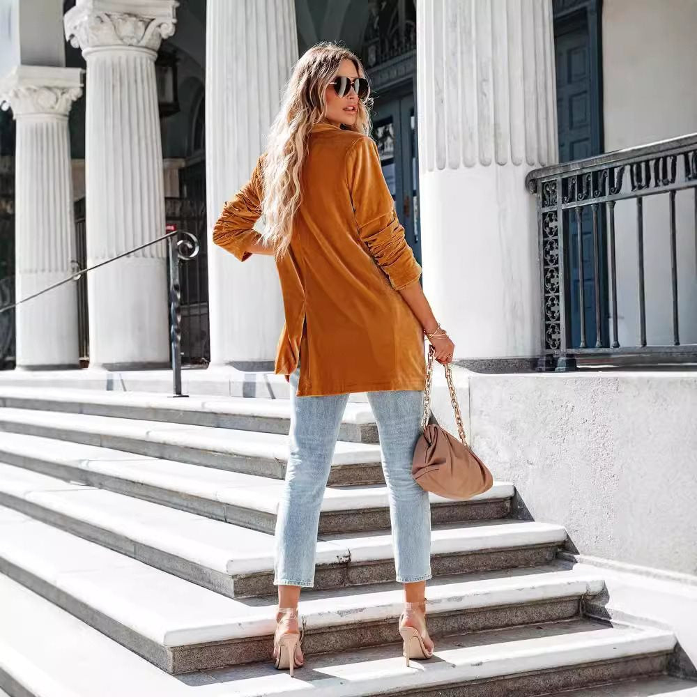 Dames élégante manteau long avec coupe décontractée et poches Chic und Stil