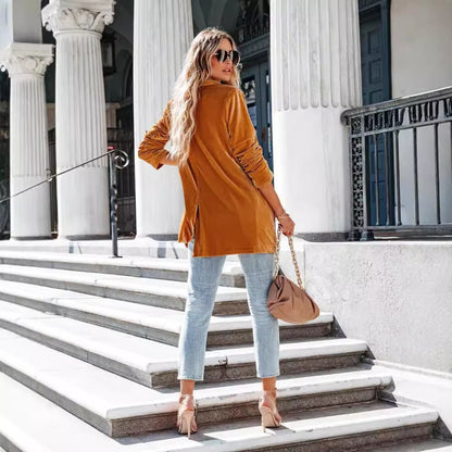 Dames élégante manteau long avec coupe décontractée et poches Chic und Stil