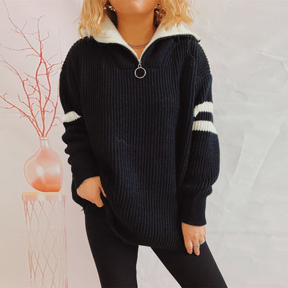 Pull décontracté pour femmes dans un style sportif avec col montant et fermeture éclair Chic und Stil