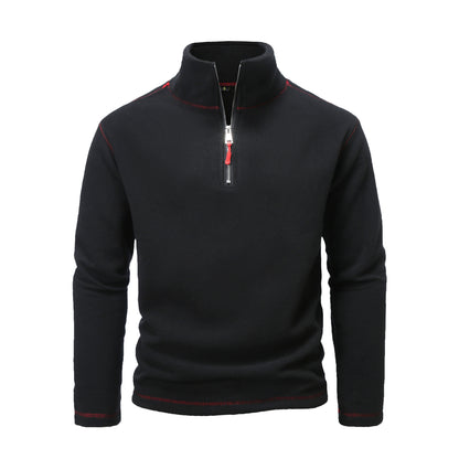 Fleece pullover for men with high collar and half-zip Chic and Style