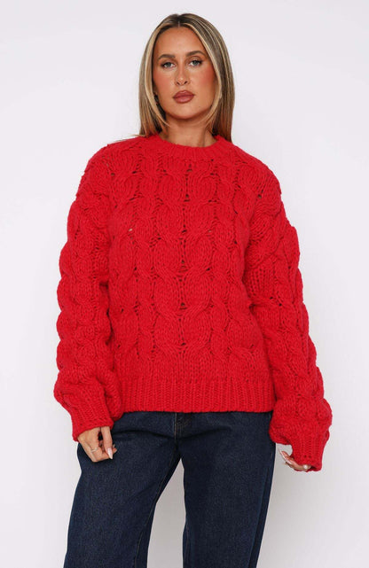 Pull-over en grosse maille pour femmes avec un motif de torsade moderne et une coupe décontractée Chic und Stil