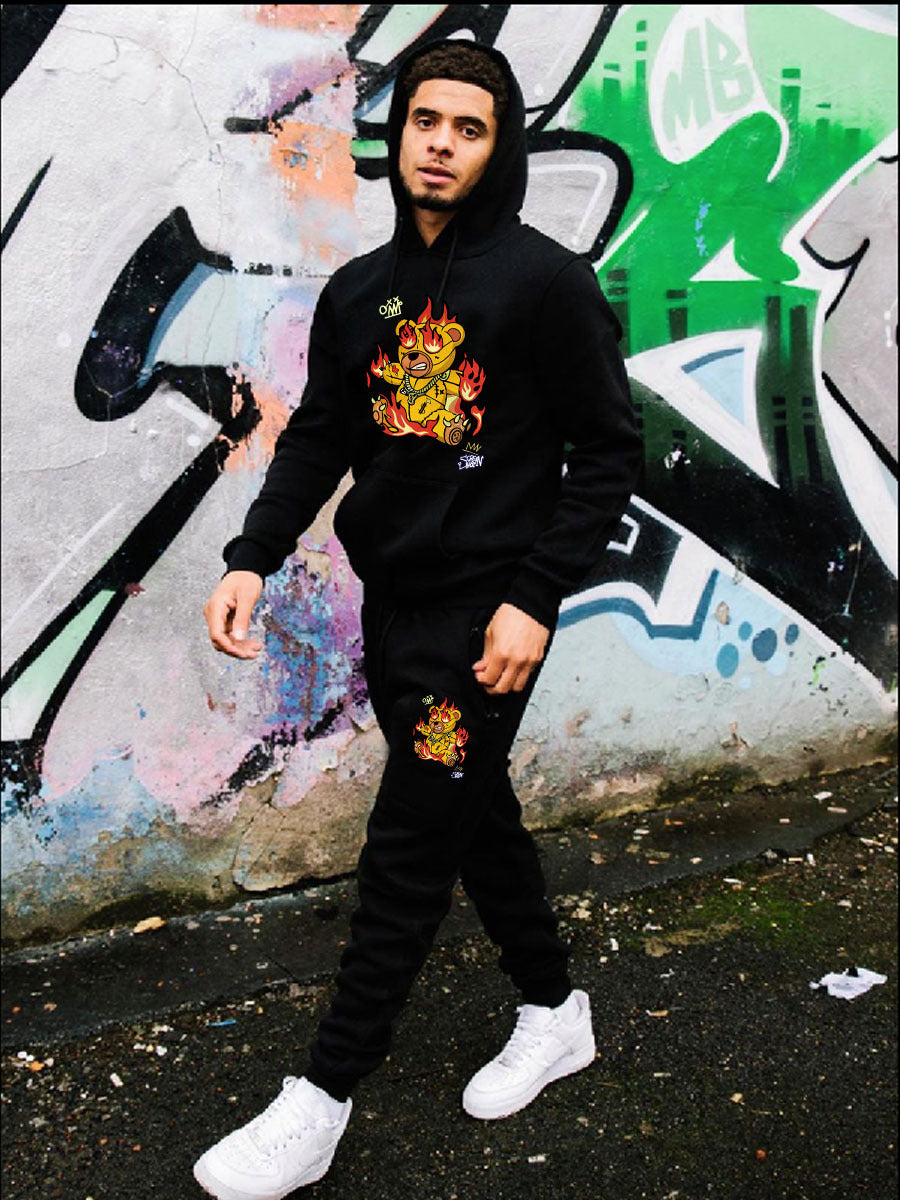 Women's hoodie and jogger pants set with creative print and vibrant design Chic and Style