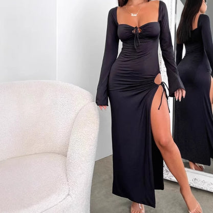Robes Élégantes Femmes Avec Décolleté Profond en V et Fente Latérale Chic und Stil
