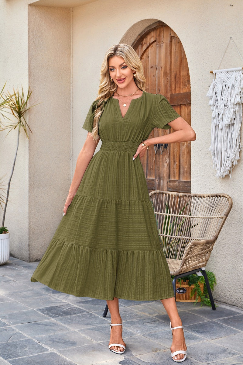 Robe maxi pour dames en tissu léger rayé Chic und Stil