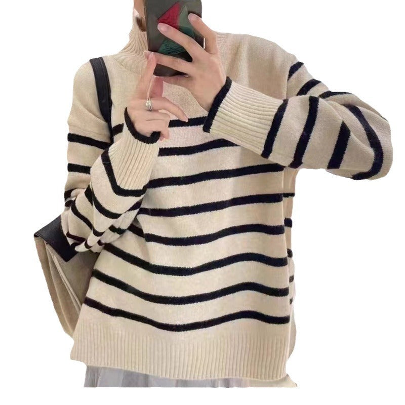 Dames pull-over en tricot décontracté avec design rayé Chic und Stil