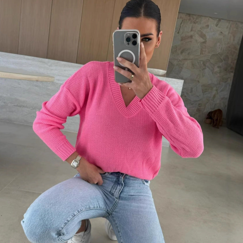 Pull en tricot pour femmes avec décolleté en V plongeant et coupe décontractée Chic und Stil