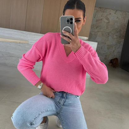 Pull en tricot pour femmes avec décolleté en V plongeant et coupe décontractée Chic und Stil