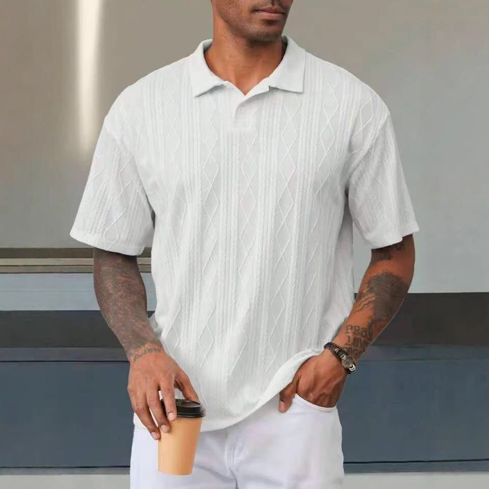 Men's Leisure Short Sleeve Textured Polo Chic and Style