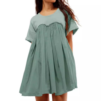 Robe shift plissée de loisirs pour femmes Chic und Stil
