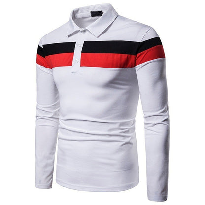Men's long sleeve polo with contrasting stripes Chic and Style