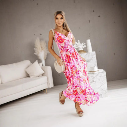 Robe Maxi pour femmes avec imprimé de feuilles tropicales Chic und Stil