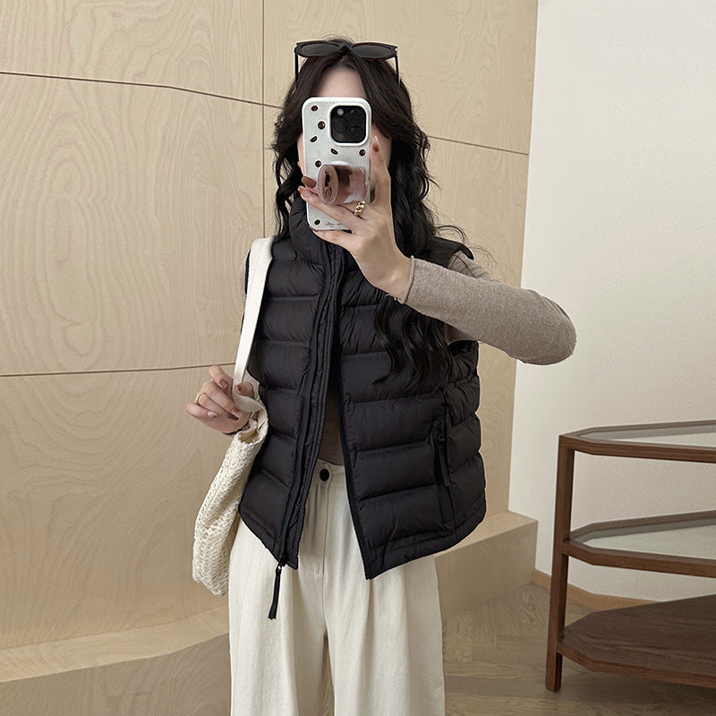 Dames gilet matelassé avec cordon de taille ajustable et poches pratiques Chic und Stil