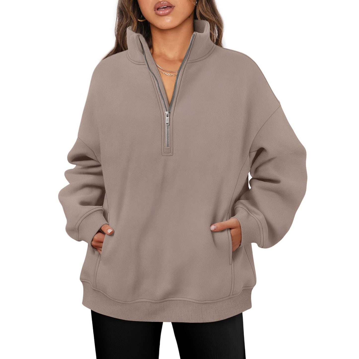 Fleece pullover for women with high collar Chic and Style