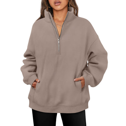 Fleece pullover for women with high collar Chic and Style
