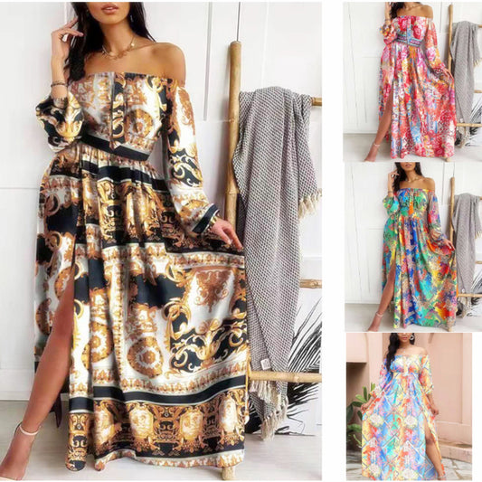 Robe maxi dames off-shoulder avec impression élégante Chic und Stil