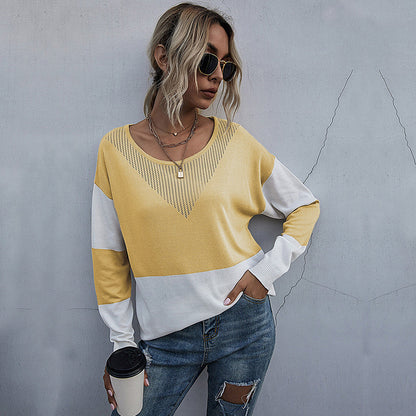 Pull en tricot décontracté pour femmes avec décolleté en V et motif géométrique Chic und Stil