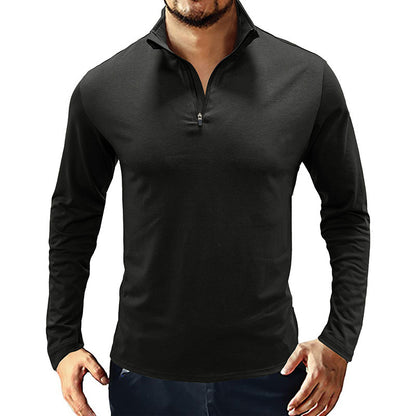 Functional T-shirt for men with high collar and half-zip Chic und Stil