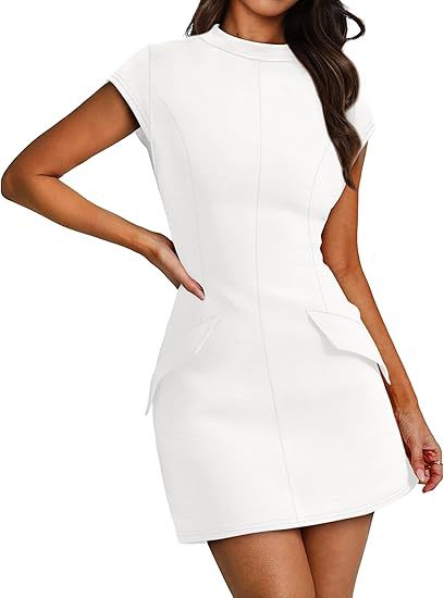 Robe ajustée pour femmes avec manches courtes et poches pratiques Chic und Stil