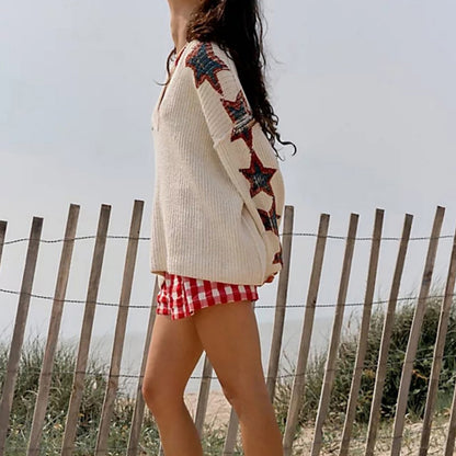 Pull oversized pour femmes avec motif d'étoiles Chic und Stil