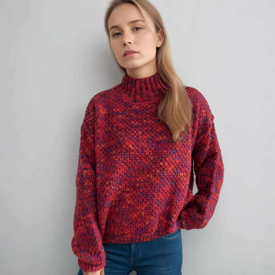 Pull de femme confortable à col roulé avec un design moderne en tricot ajouré Chic und Stil