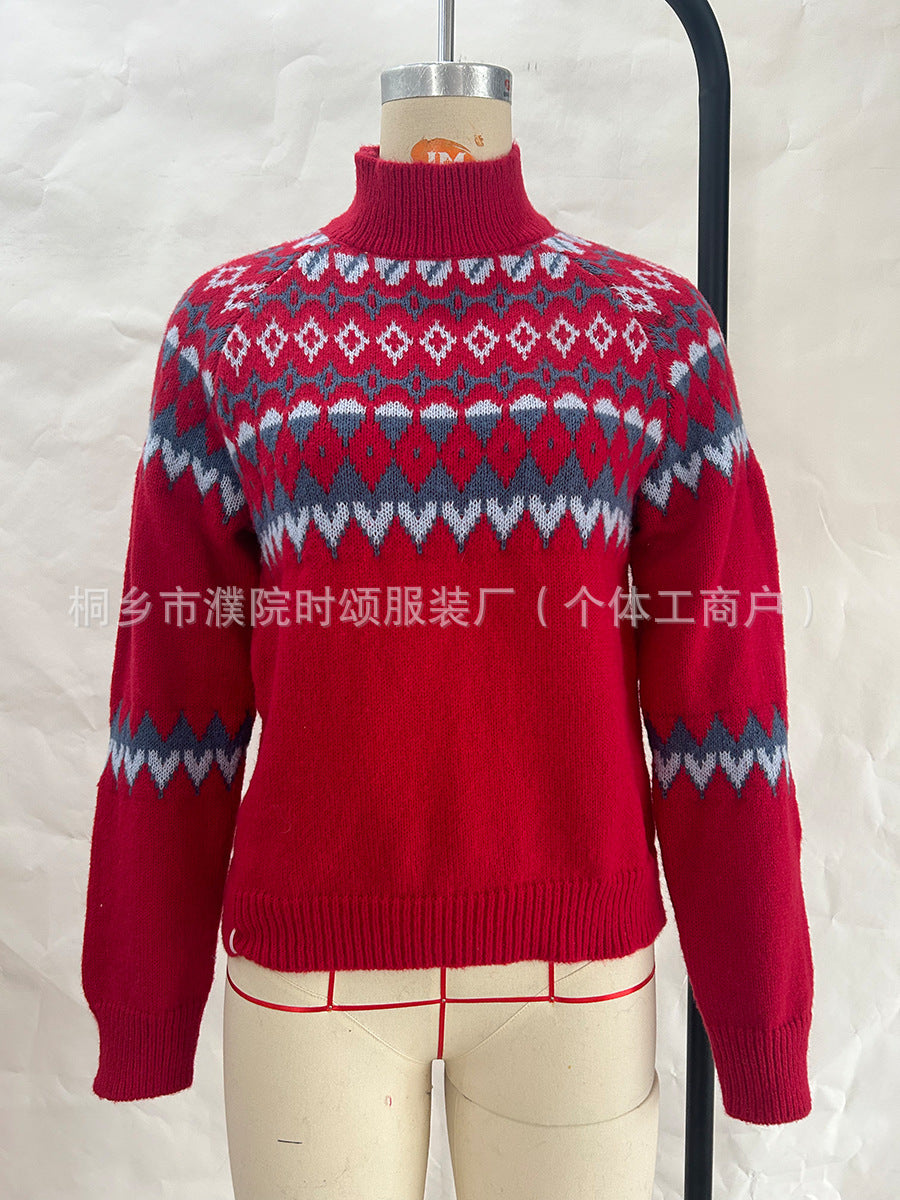 Pull à col montant pour femmes avec motif hivernal Chic und Stil