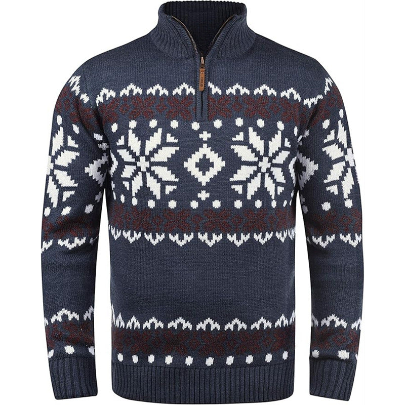 Pull en tricot pour hommes avec demi-fermeture éclair et motif de Noël Chic und Stil