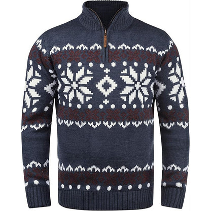 Pull en tricot pour hommes avec demi-fermeture éclair et motif de Noël Chic und Stil