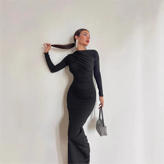 Dames Robe portefeuille élégante avec manches longues et coupe ajustée Chic und Stil