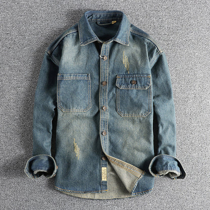 Chemise en jean pour hommes avec poches à rabat et design vintage Chic und Stil