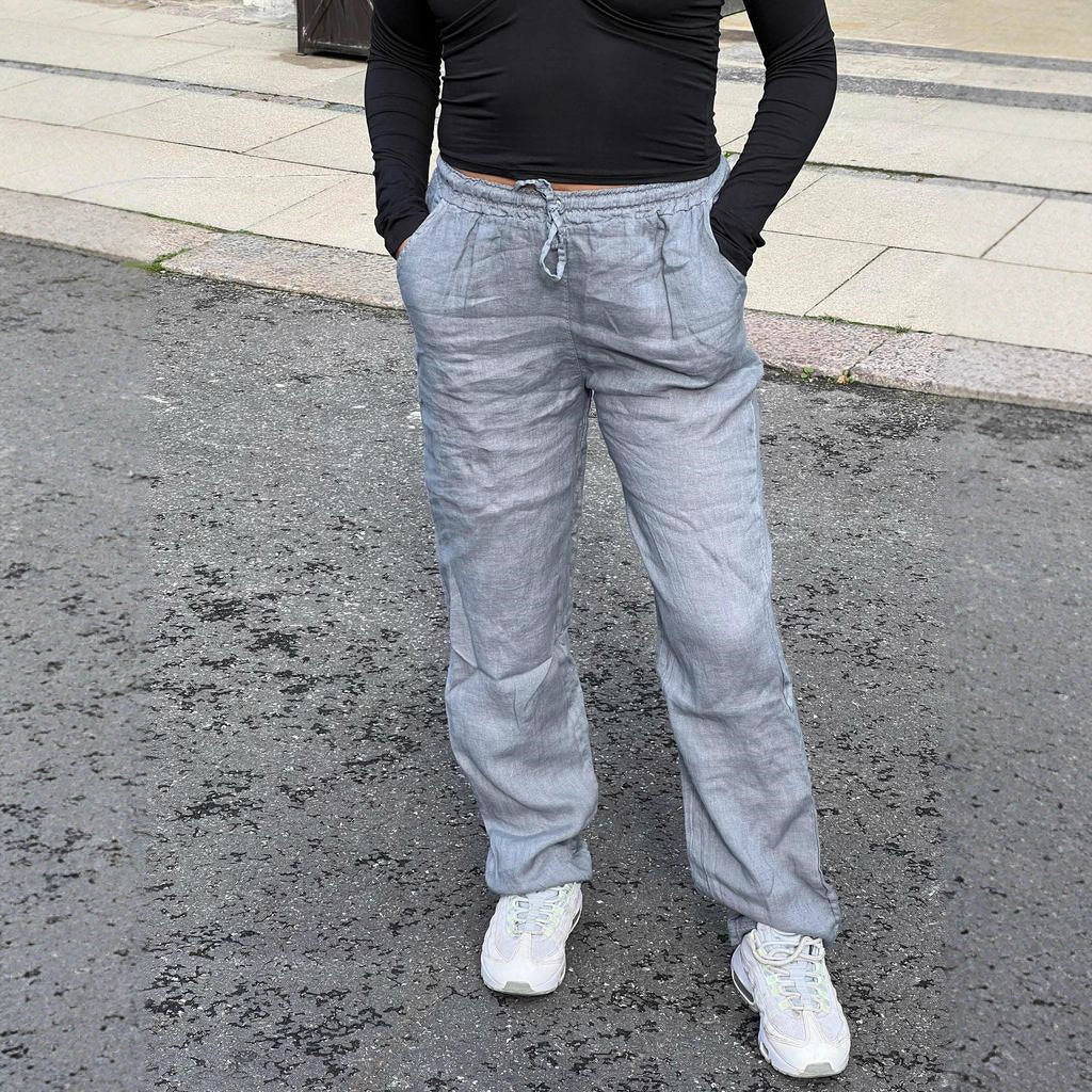 Loose linen pants for women with elastic waistband and side pockets Chic and Style