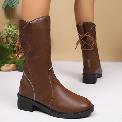 Bottes à la mode pour dames avec lacets et fermeture éclair latérale Chic und Stil