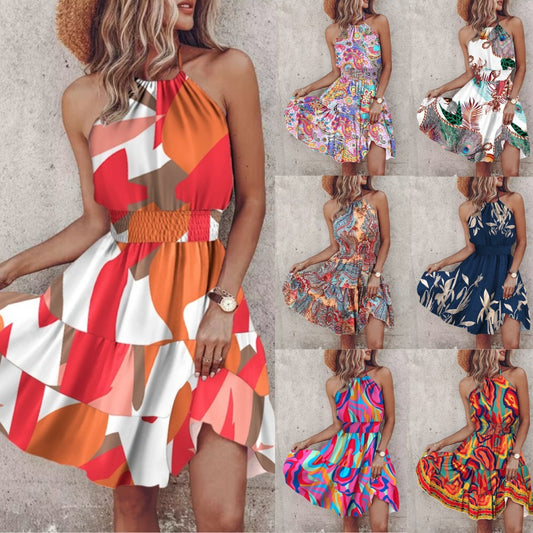 Robe bohème à col halter pour femme, chic et stylé
