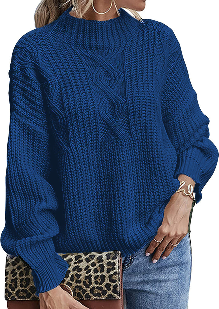 Pull en grosse maille pour femmes avec col haut et motif en relief décoratif Chic und Still