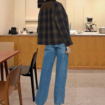 Ladies checked utility jacket with practical button detail and relaxed fit Chic and Style