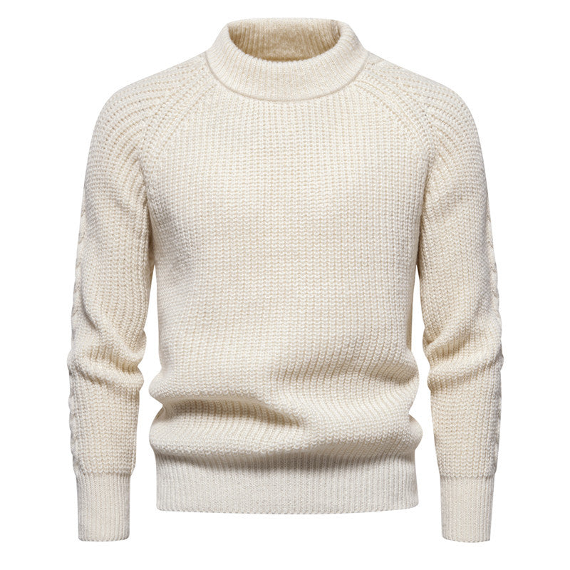 Men's chunky knit sweater with high collar and timeless design Chic und Stil