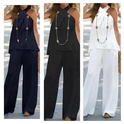 Women Elegant and airy set with wide pants Chic and Style