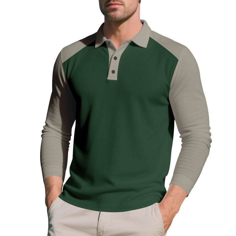 Men's Long Sleeve Sporty Polo with Modern Color Accents Chic and Style