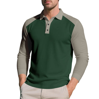 Men's Long Sleeve Sporty Polo with Modern Color Accents Chic and Style